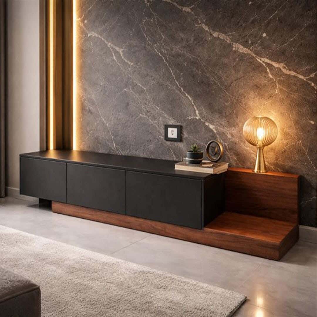 Mag TV Unit, 30×220×40 cm, MDF - Black Wood