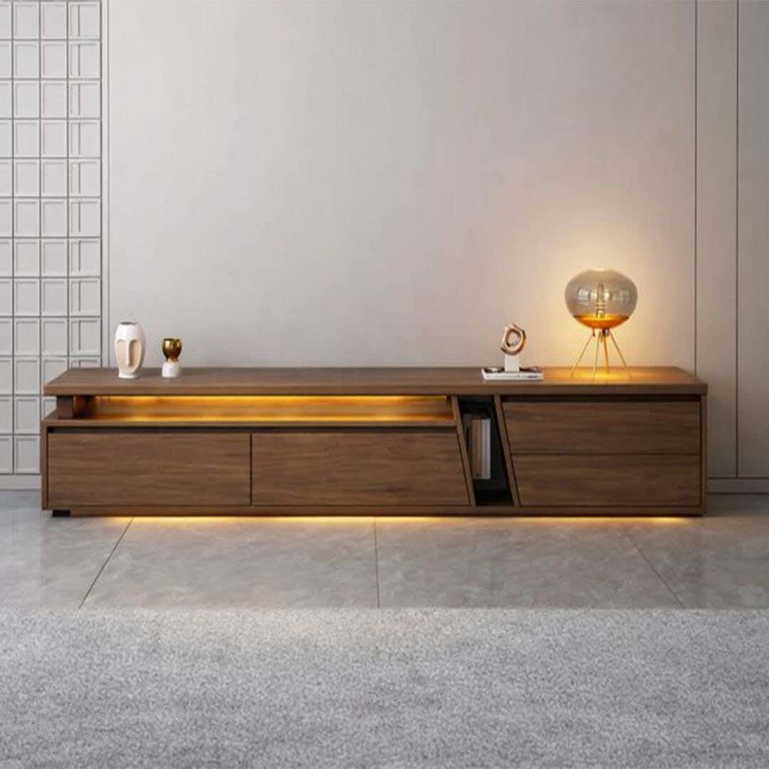 Vision TV Unit, 40×220×40 cm, MDF - Dark Wood