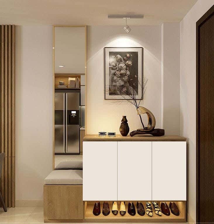 Creative shoe rack, 40×165×90 cm, MDF - white wood