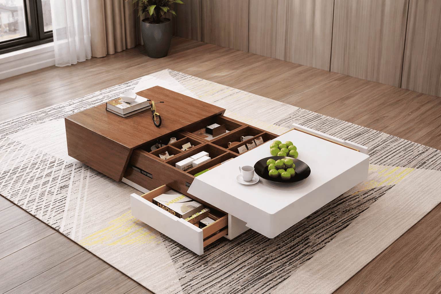 Coffee table, 60×120×40 cm, MDF - white wood