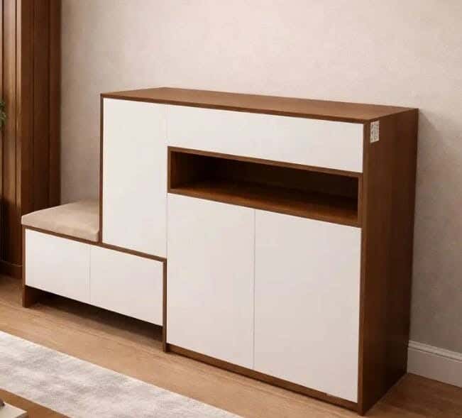 Elite shoe rack, 40×170×100 cm, MDF - white wood