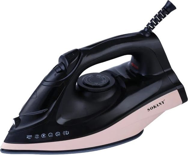 Sokany SK-YD-2119 Steam Iron with Ceramic Base, 280 ml, 2200 Watt - Black
