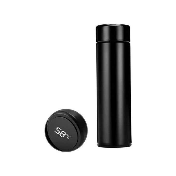 Stainless Steel Thermos with Inner Strainer & Touch Digital Screen, 500 ml - Black