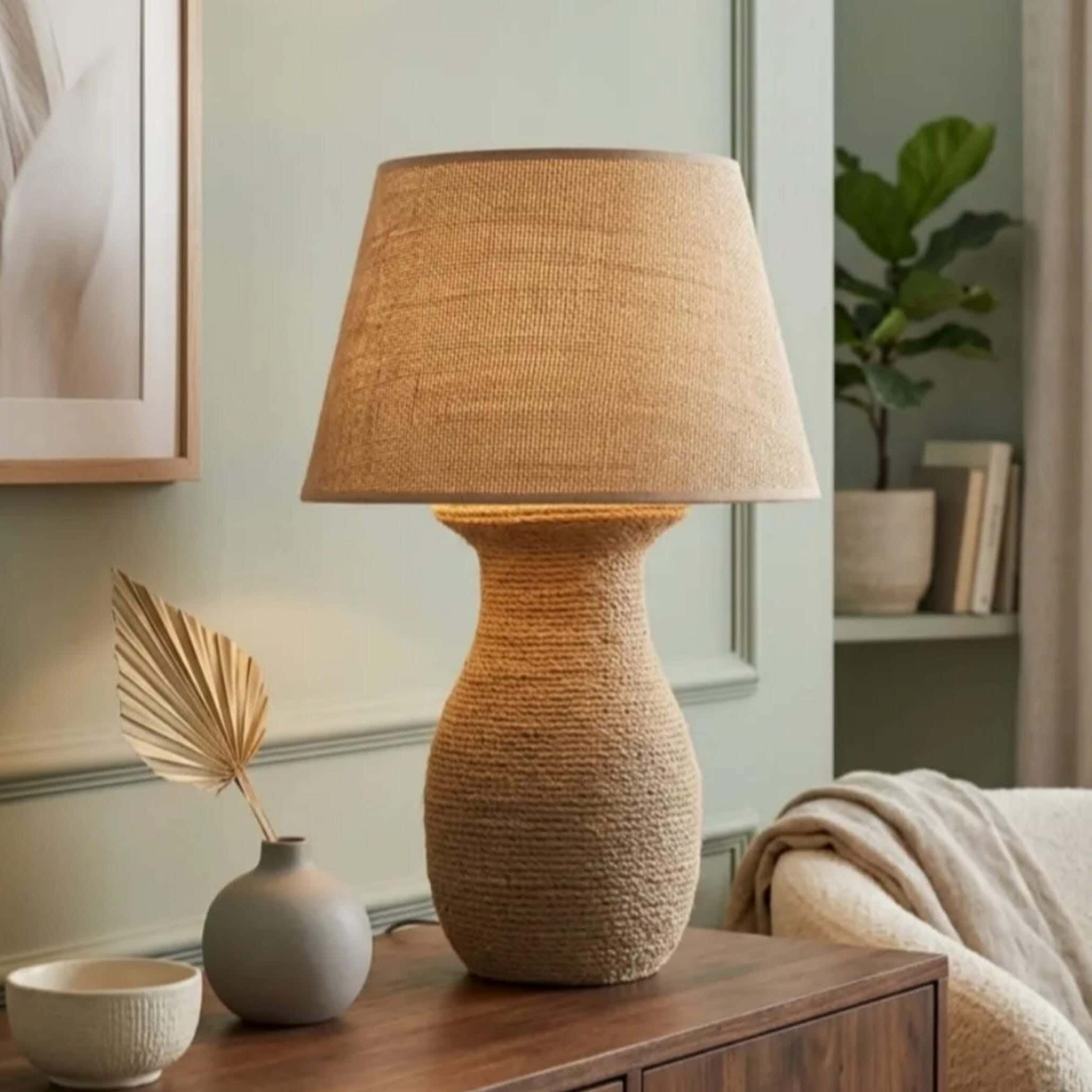 Porcelain Lampshade, Burlap - Burlap