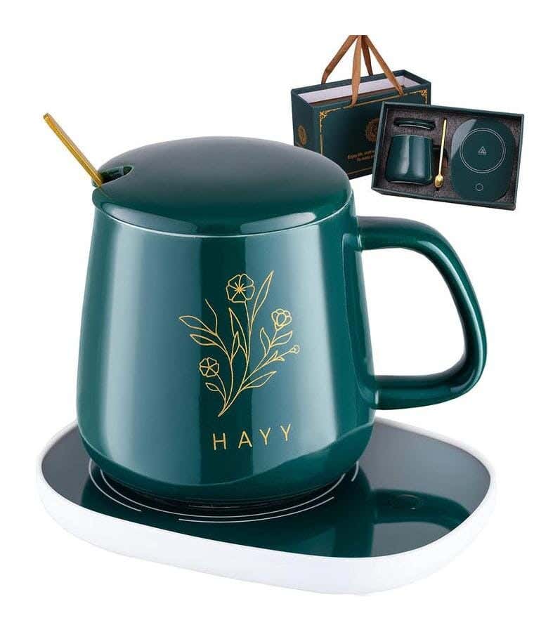 Mug Warmer, With Ceramic Cup And Usb Cable, Porcelain Ceramic - Green
