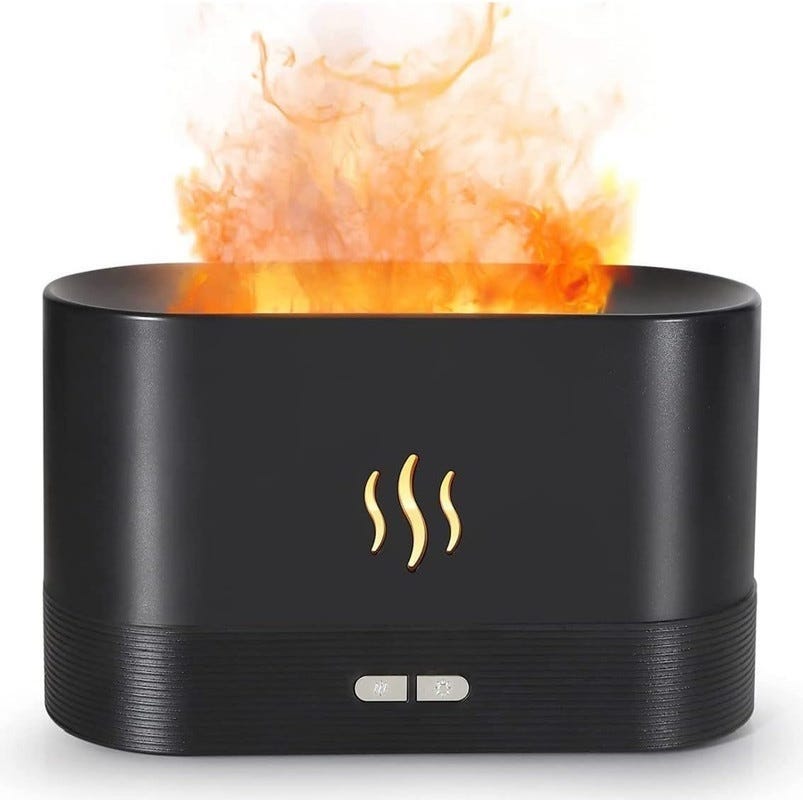 Flame Shaped Aroma Diffuser, 180 Ml - Black