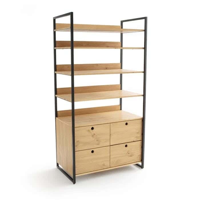 Metal MDF Wood Clothes' Cabinet, 95x40x180 Cm - Black