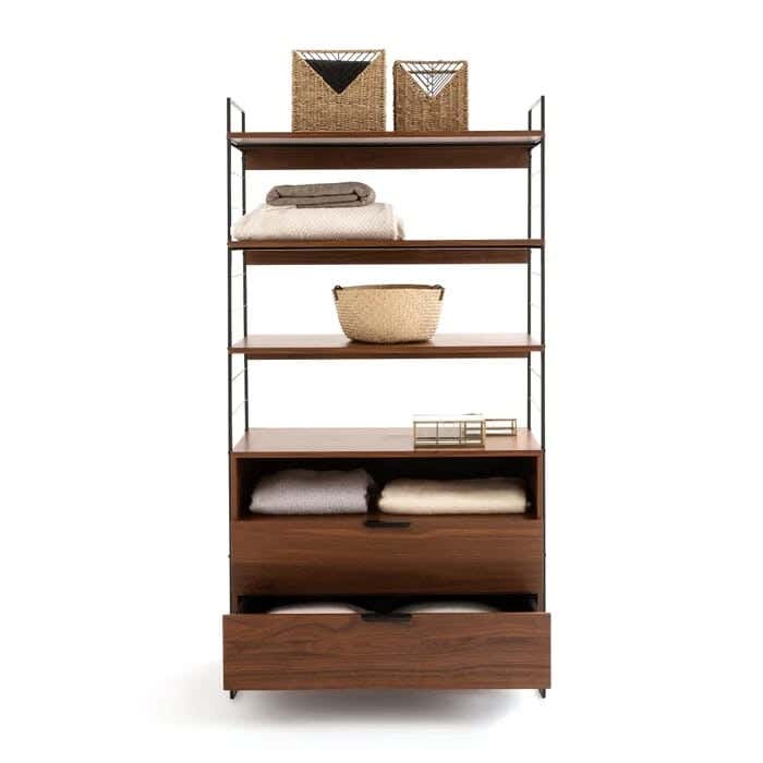 Metal MDF Wood Clothes' Cabinet, 95x40x180 Cm - Black