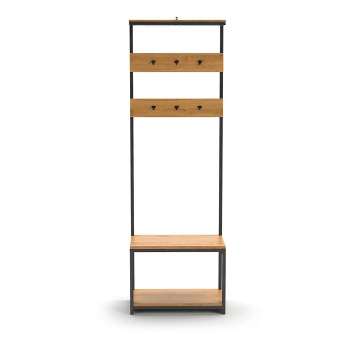 Metal MDF Wood Clothes' Cabinet, 75x40x180 Cm - Black