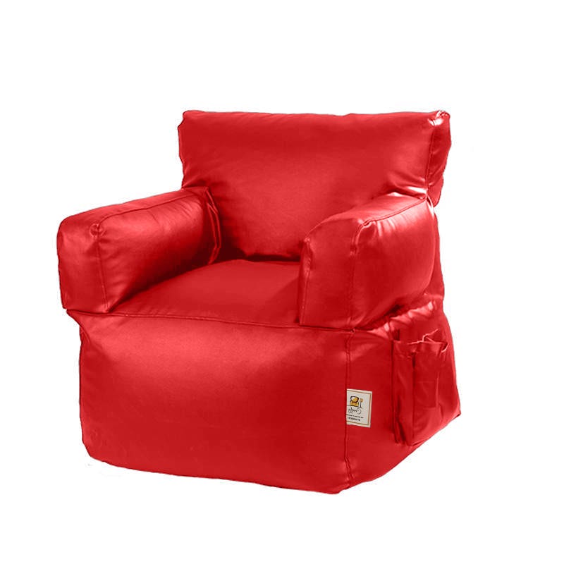 Leather Fabric Bean Bag, 80×80×97 cm - Red