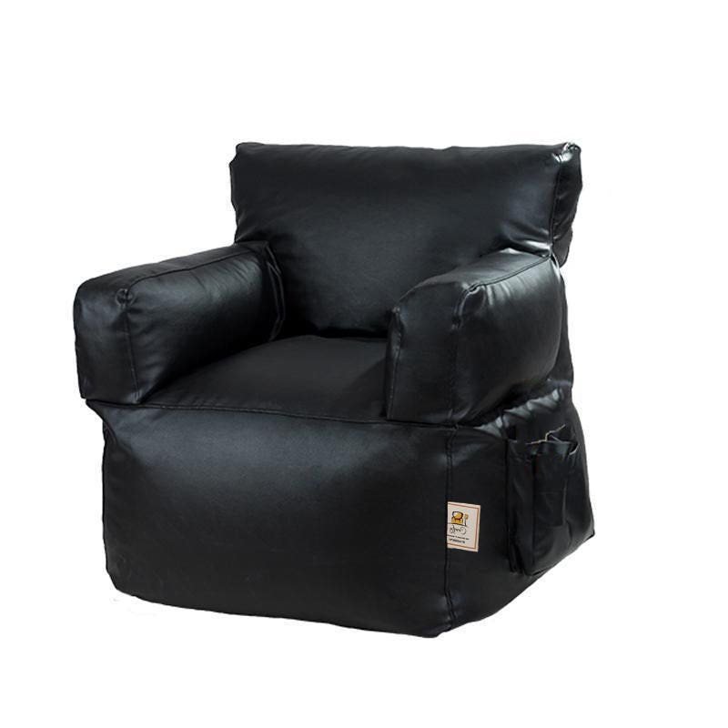 Leather Fabric Bean Bag, 80×80×97 cm - Black