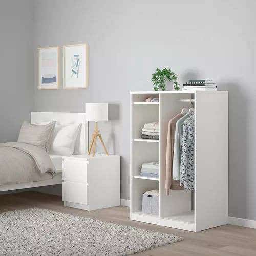 MDF Wood Open Wardrobe, 80x40x120 Cm - White