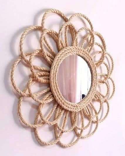 Modern Burlap Mirrors, 50x50 cm - Beige