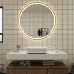 Dr. Grish Bathroom Mirror, With Yellow Led Lighting, 65 Cm X 65 Cm