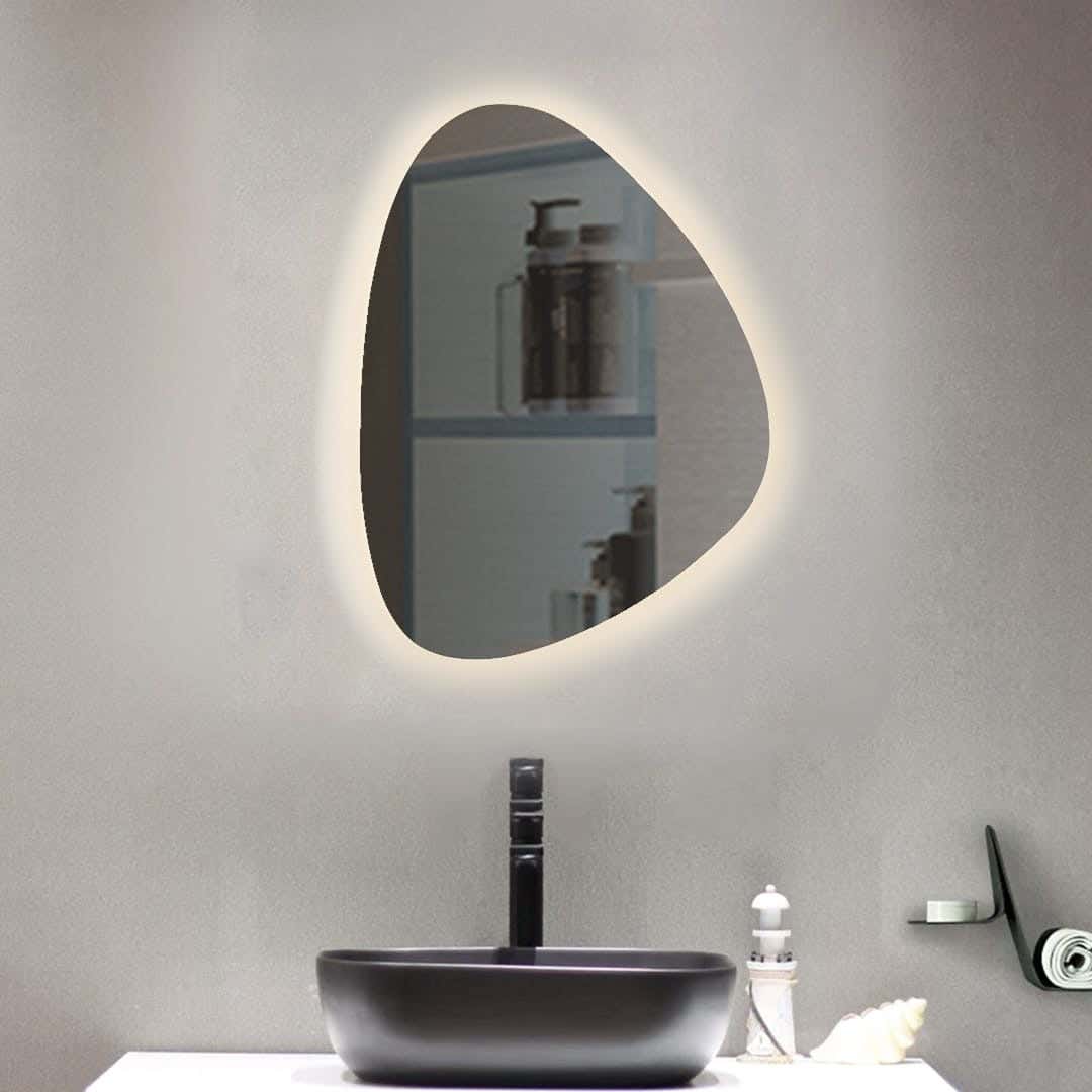 Glass Bathroom Mirrors With Led Lighting, 60Cm X 80Cm - White