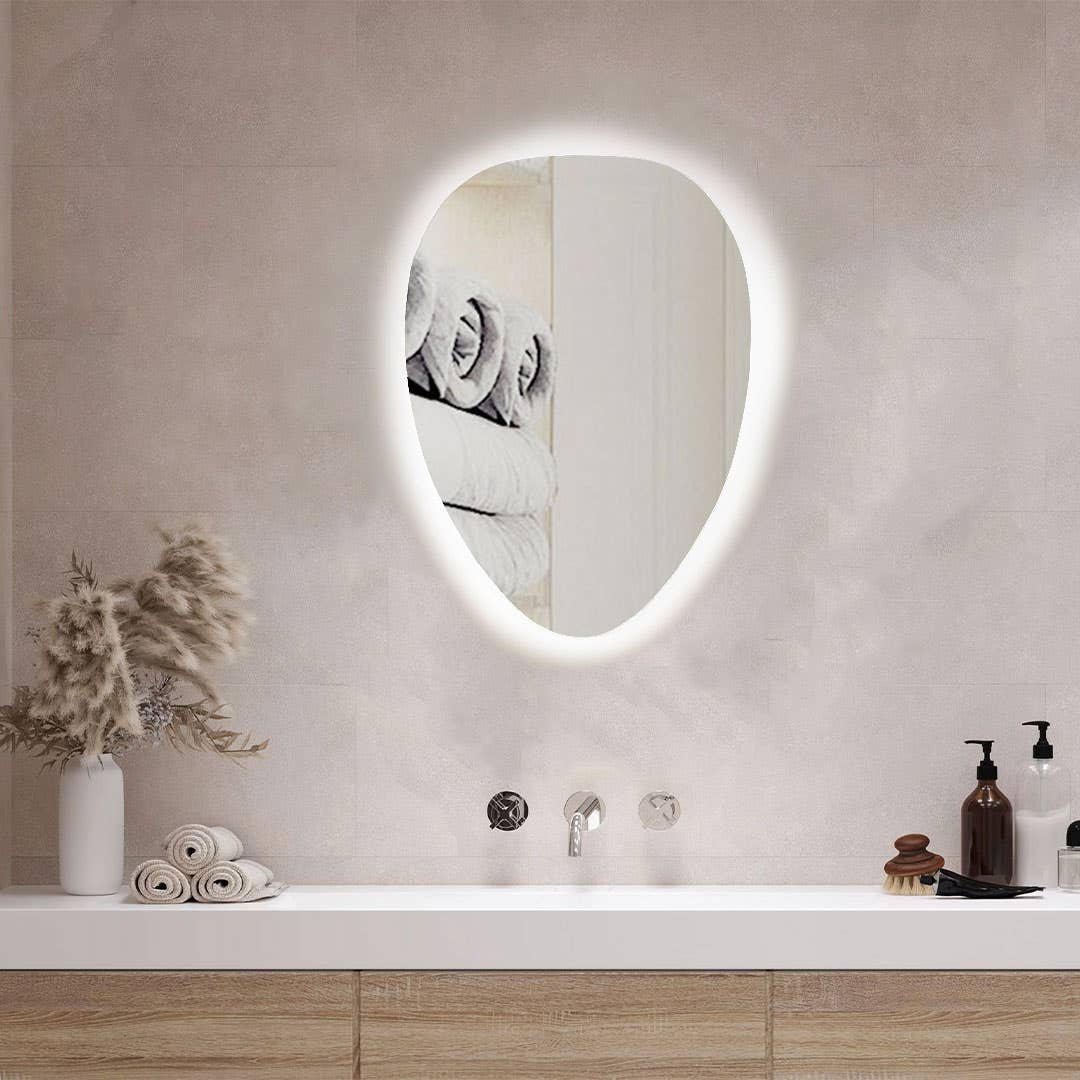 Fashionista Glass Bathroom Mirrors With Led Lighting, 50Cm X 70Cm