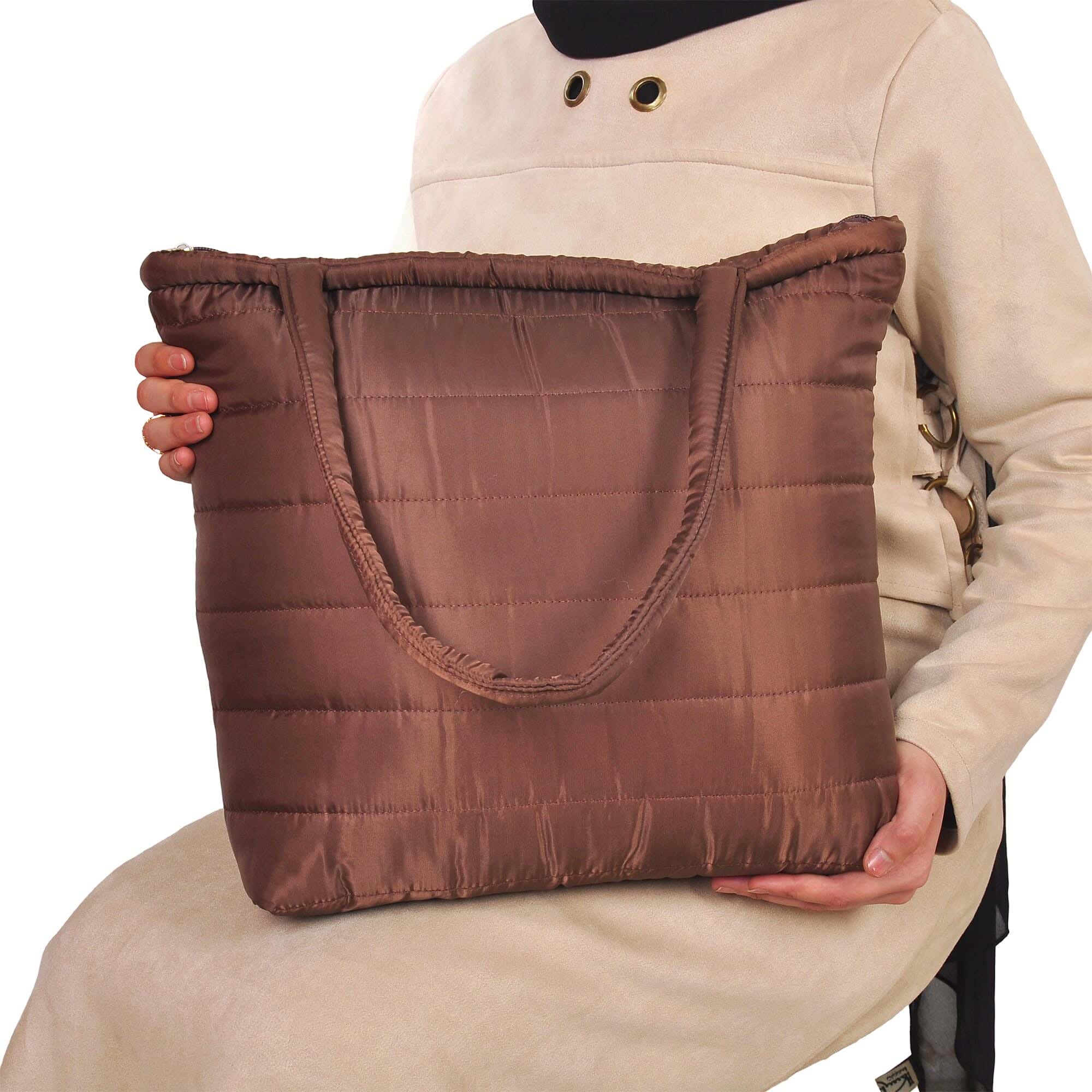 Women'S Shoulder Bag, Nylon - Brown