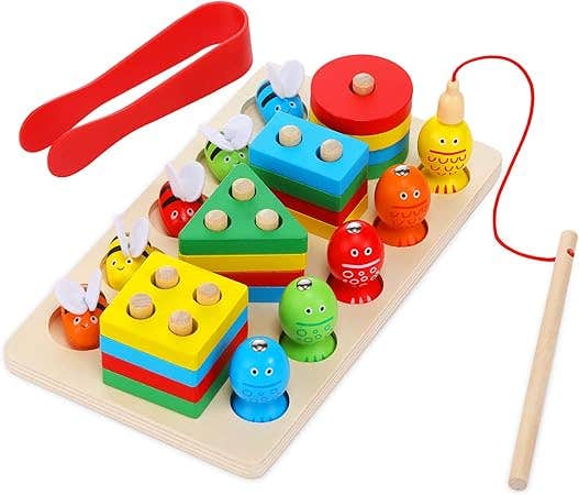 Montessori Wooden Fishing Game as a Merchant - Multicolor