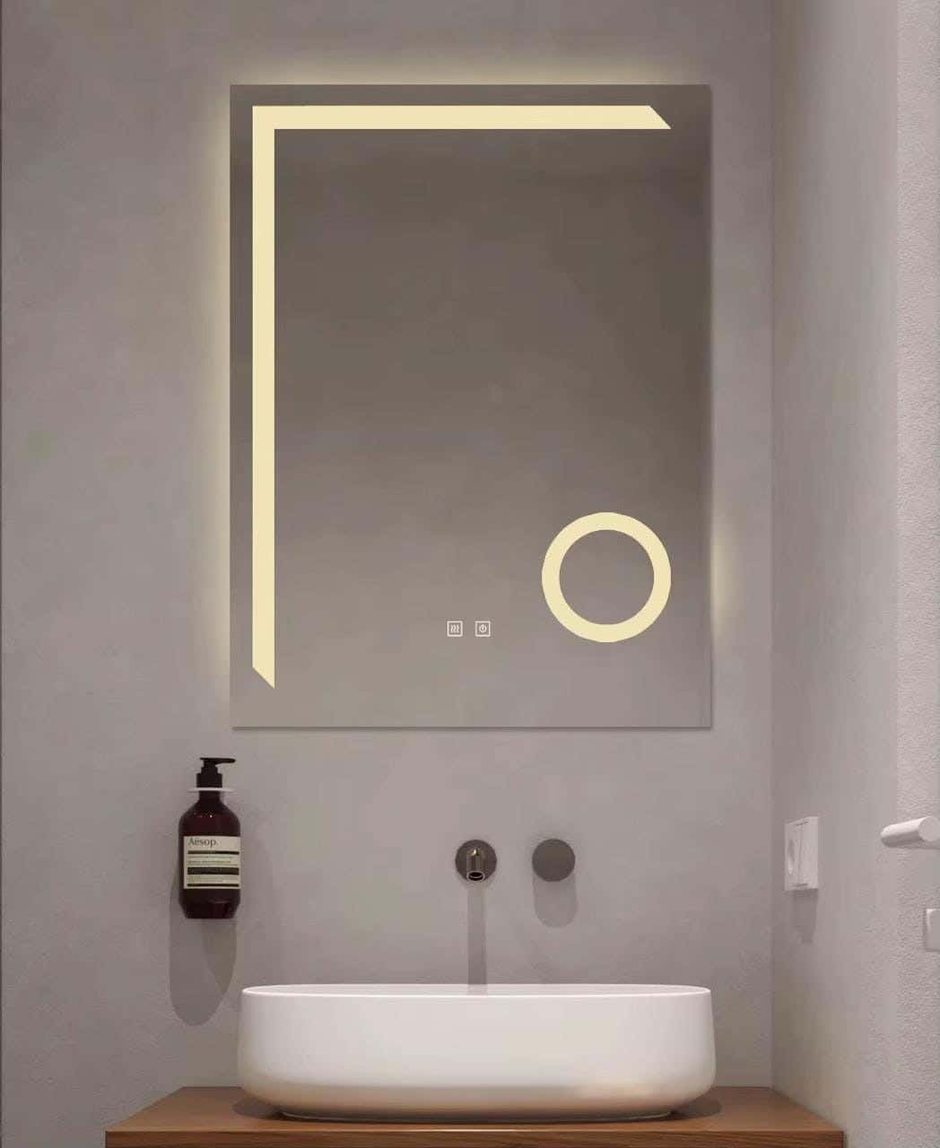 Lionhose Touch Glass Mirrors, with Heater and Clock, 80 x 60 cm