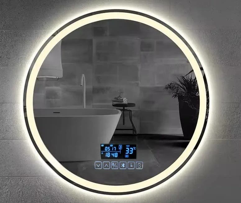 Lionhose Touch Glass Mirrors, with Speaker, Bluetooth, Heater and Clock, 70 x 70 cm
