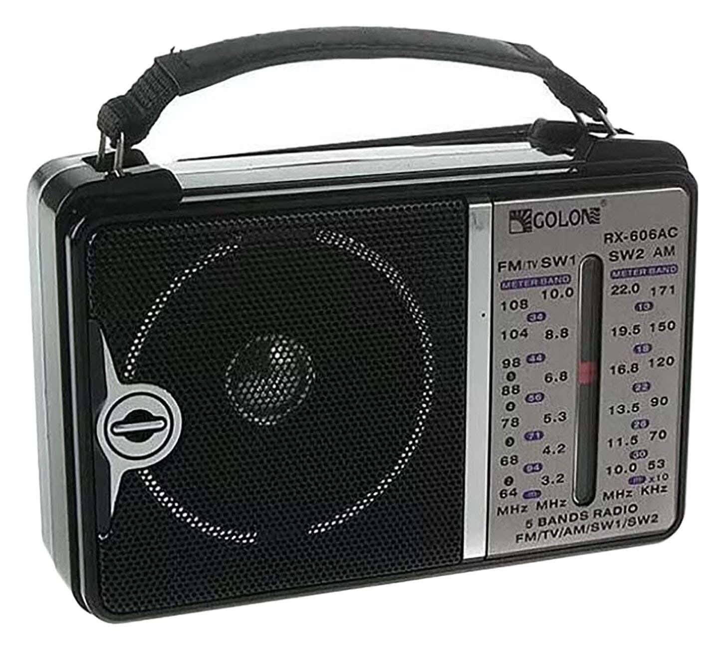 Golon Rx-606 Radio Classic Style, 4 Radio Bands - Black