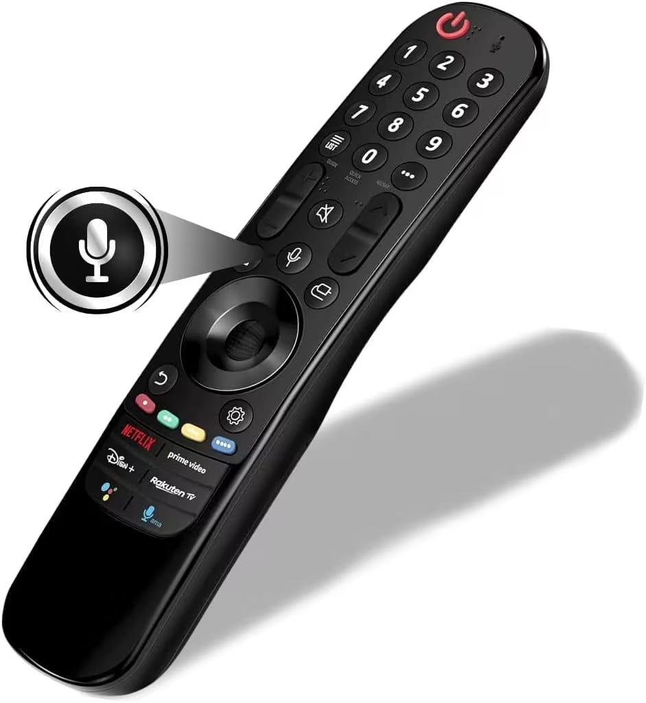 Lg Magic Universal Remote Control With Pointer Function And Voice Control Mr23Ga, Mr22Ga, And Mr21Ga, Replacement Remote Compatible With Smart Tv Models, Shortcut Buttons For Netflix, Prime Video, Google, And Alexa - Black