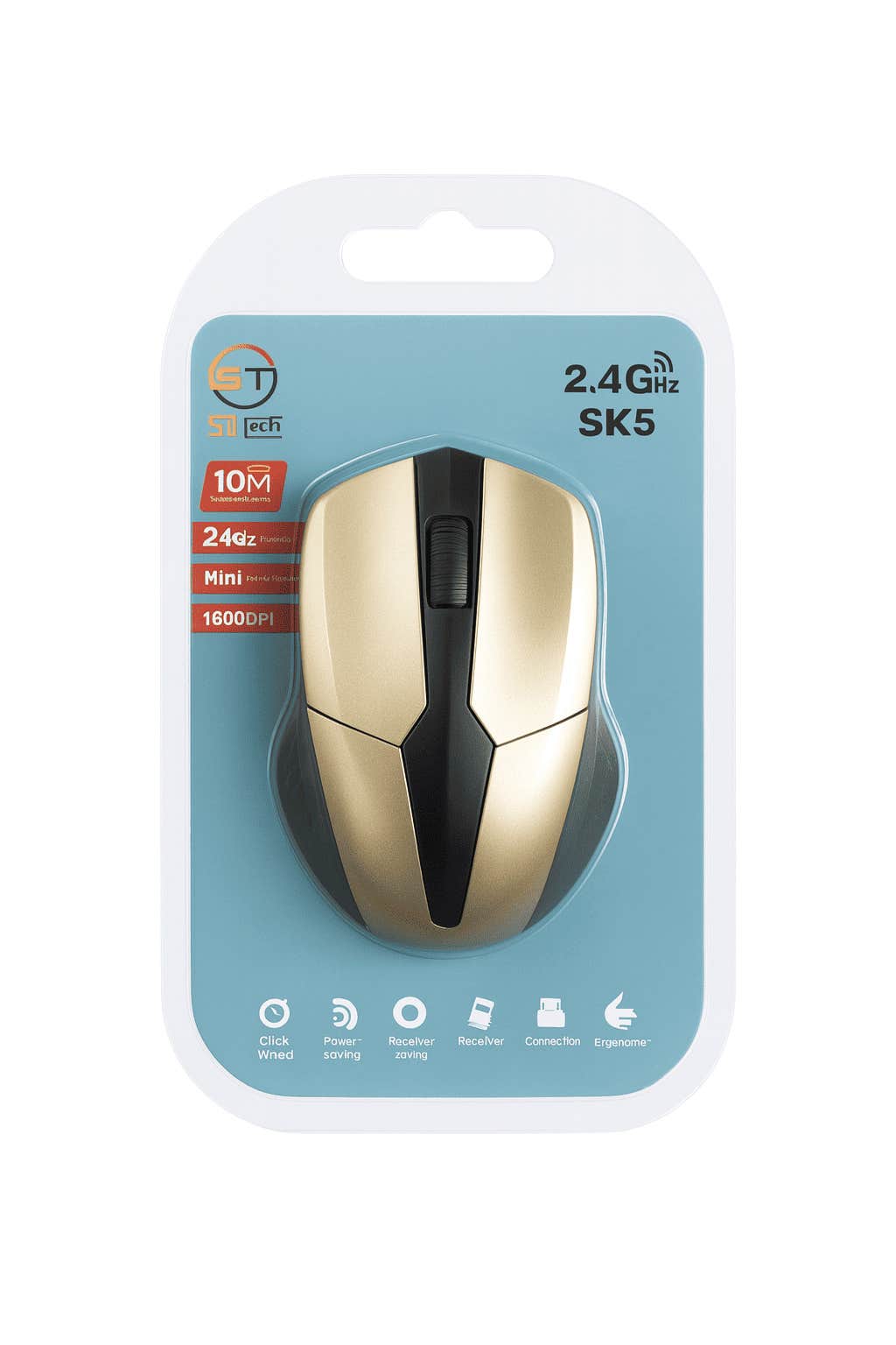 Skytech Sk5 Wireless Mouse 1600 Dpi Ergonomic 2.4Ghz Mini Usb (10M)