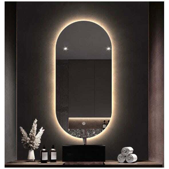 Touch bathroom mirror, oval, 60x100 cm - white