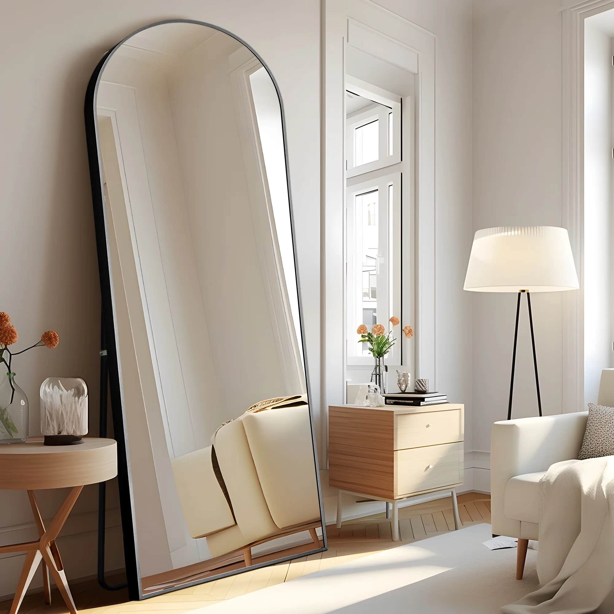 Glass Mirror, 65 × 180 Cm, Black Frame