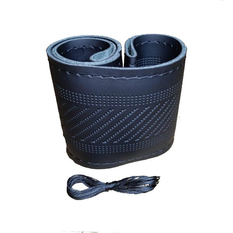 MT BEST BUY Knitted Leather Steering Wheel Cover, With Needle and Thread, Black