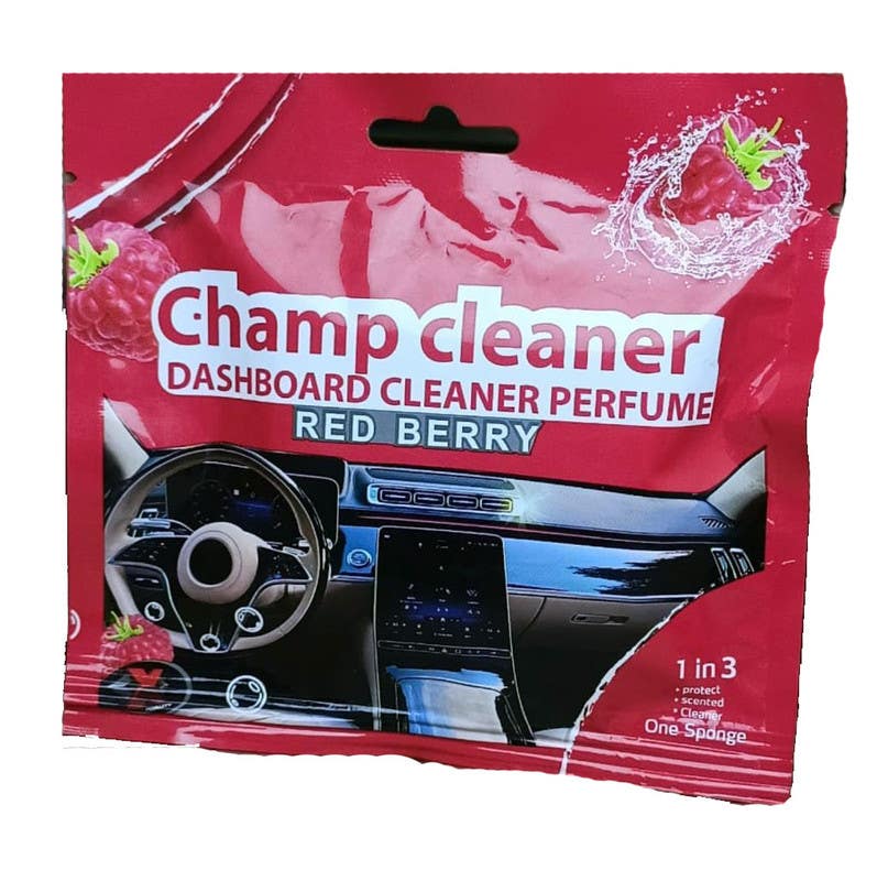 Champ Red Berry Scent Liquid Dashboard Cleaner Sponge, Red
