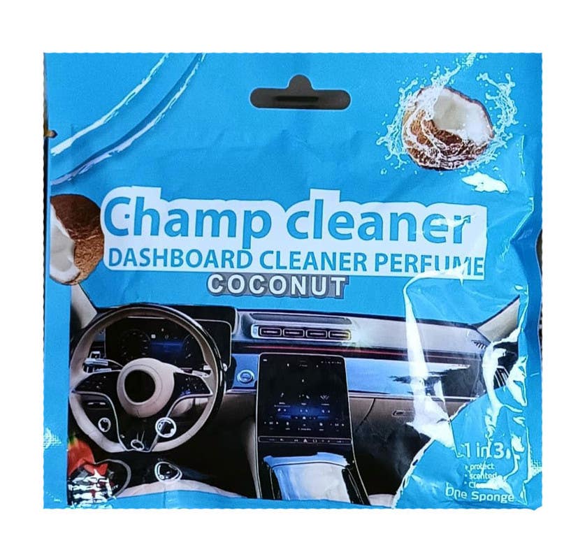 Champ Coconut Scent Liquid Dashboard Cleaner Sponge, Blue