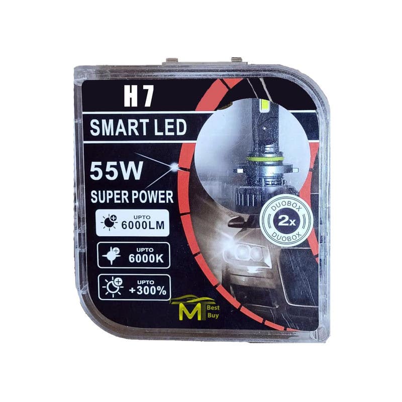 MT BEST BUY Smart Plastic LED Headlight Bulbs, Up to 55W, 6000 LM, 6000K Bright White, IP68 Waterproof, Canbus, Multicolor - H7