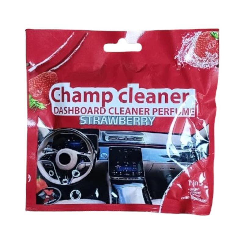 Champ Strawberry Scent Liquid Dashboard Cleaner Sponge, Red