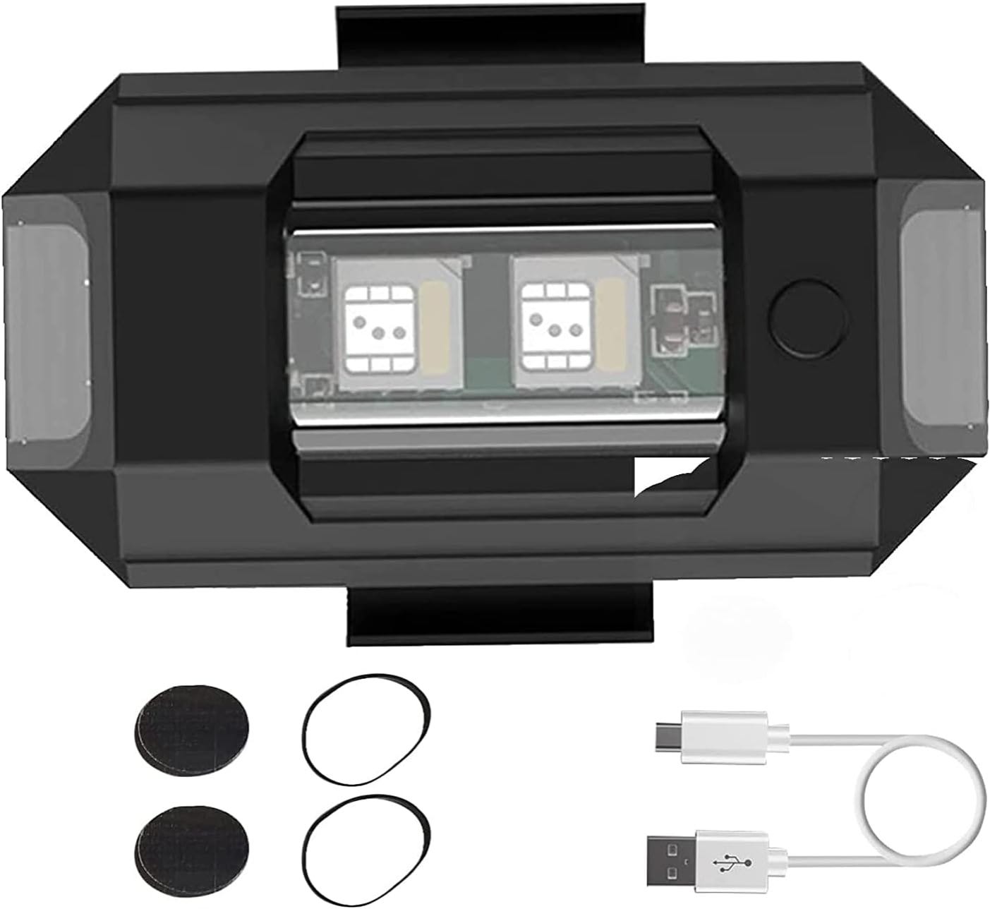 Multi-color LED Light, USB Rechargeable, IP67 Waterproof - Black