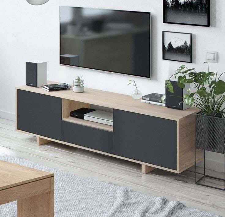 Thai MDF Wood TV Table, 50x35x150 cm - Grey Wooden