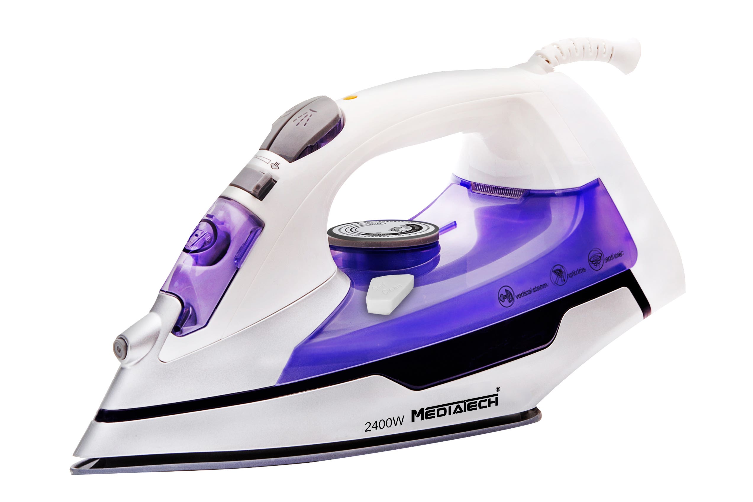 Media Tech MT-C2331 Clothes Steam Iron, 2400 watt - White Mauve