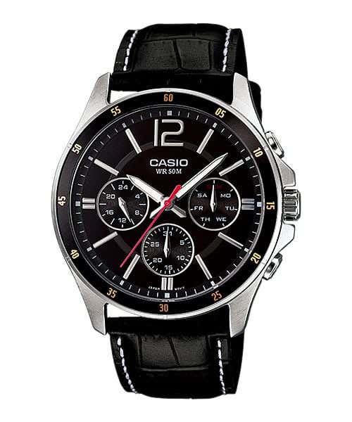 Casio MTP-1374L-1AVDF Analog Watch for Men, Leather Band - Black