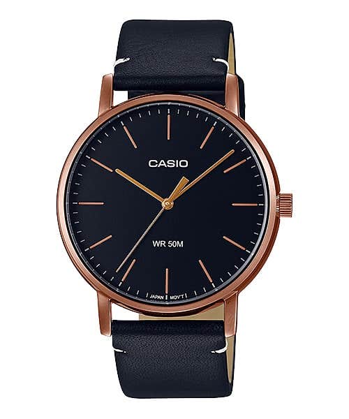 Casio MTP-E171RL-1EVDF Analog Watch for Men, Leather Band - Black