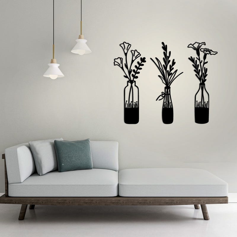 Hanging Wall Decor, MDF Wood, 123×100×80×0.5 - Black