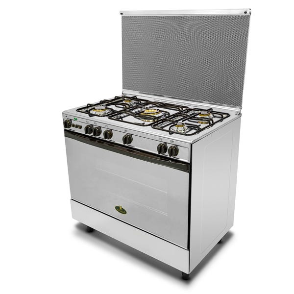 Kiriazi 9700 Stainless Steel Gas Cooker, 5 Burners, 60×90 cm - Silver
