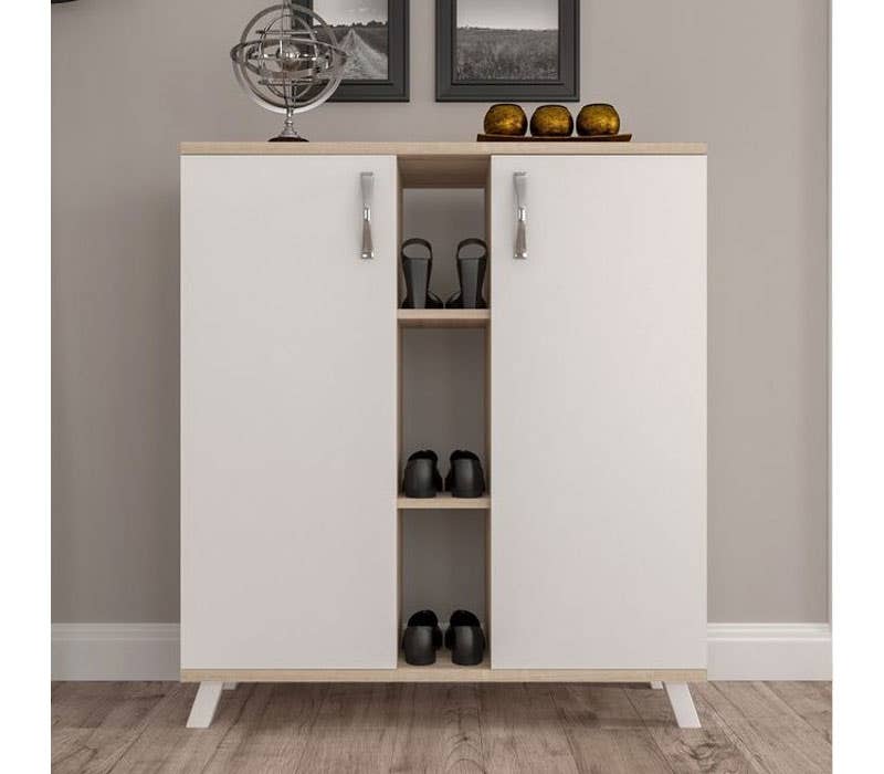 MDF Hall Shoe Racks, 80×30×105 cm - White Beige
