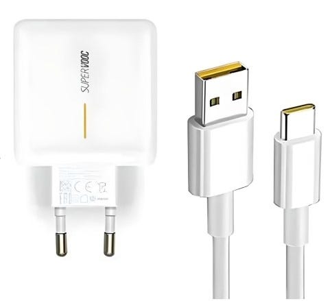 Oppo Wall Type-C Charger With Cable,65W - White