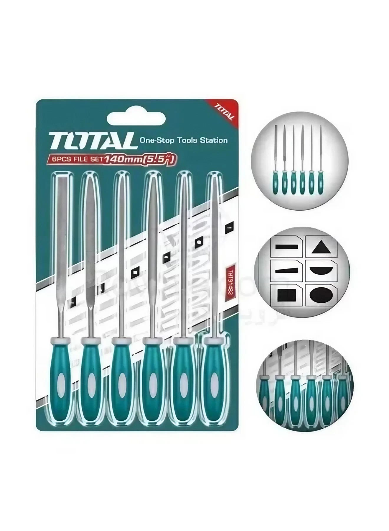 Total Tht91462 File Set, 6 Pieces, 140 Mm - Turquoise