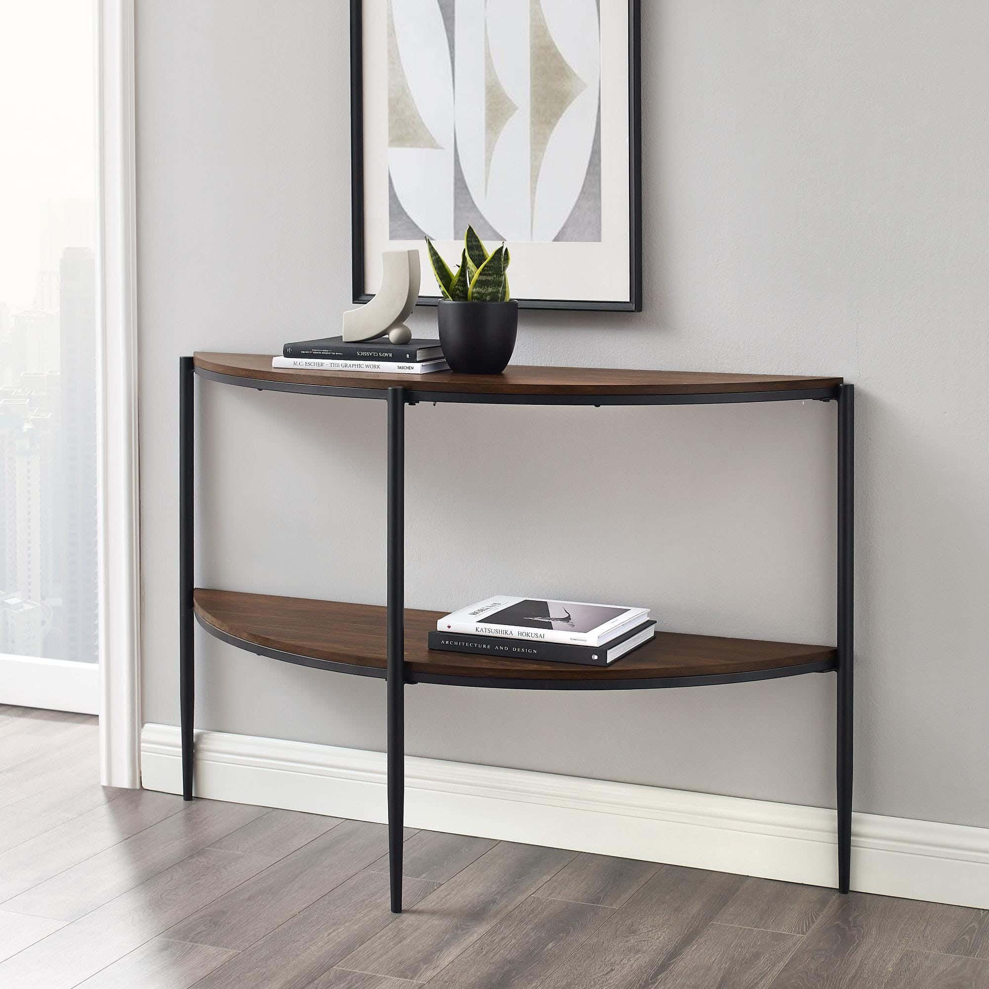Metal Console Table, Electrostatic Paint, 100 × 50 × 90 cm - Black Brown