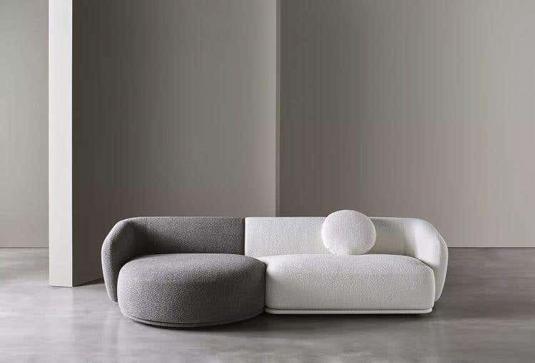 Red Beech Wood Sofa, 100X250X75 Cm - Off-White Grey