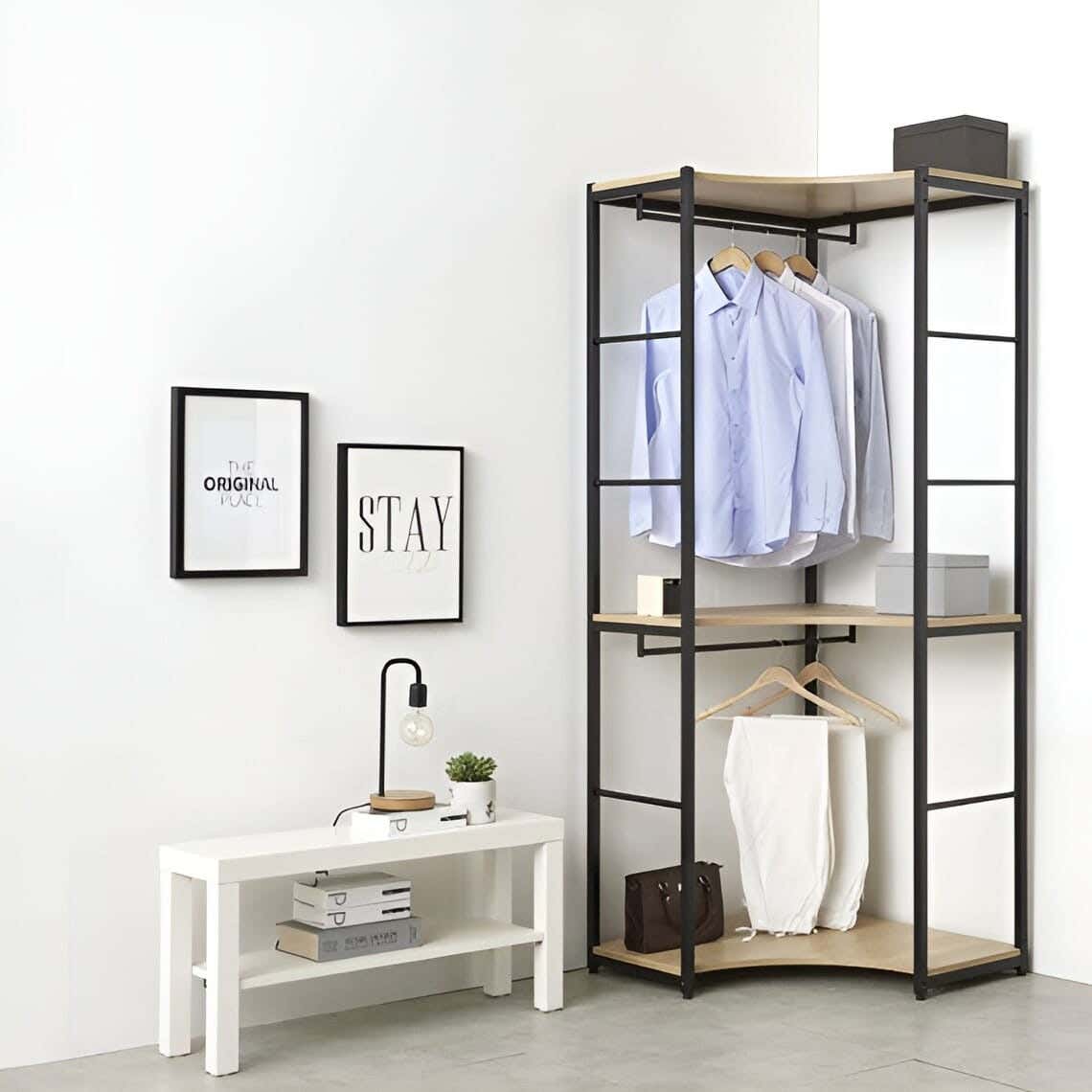 Steel MDF Wood Clothes' Cabinet, 65x40x180 Cm - Black Brown