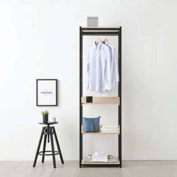 Steel MDF Wood Clothes' Cabinet, 65x40x180 Cm - Black Brown
