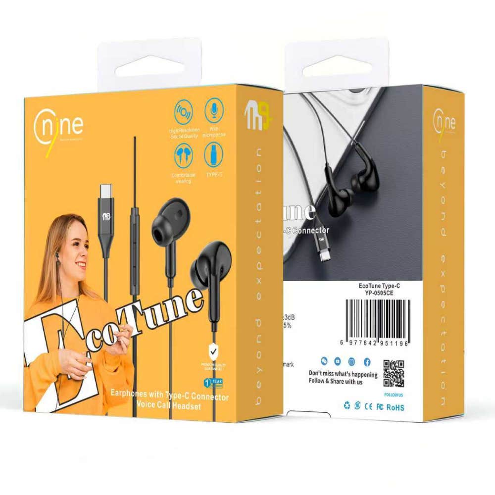 Nine EcoTune Wired Earphones with Type-C Connector