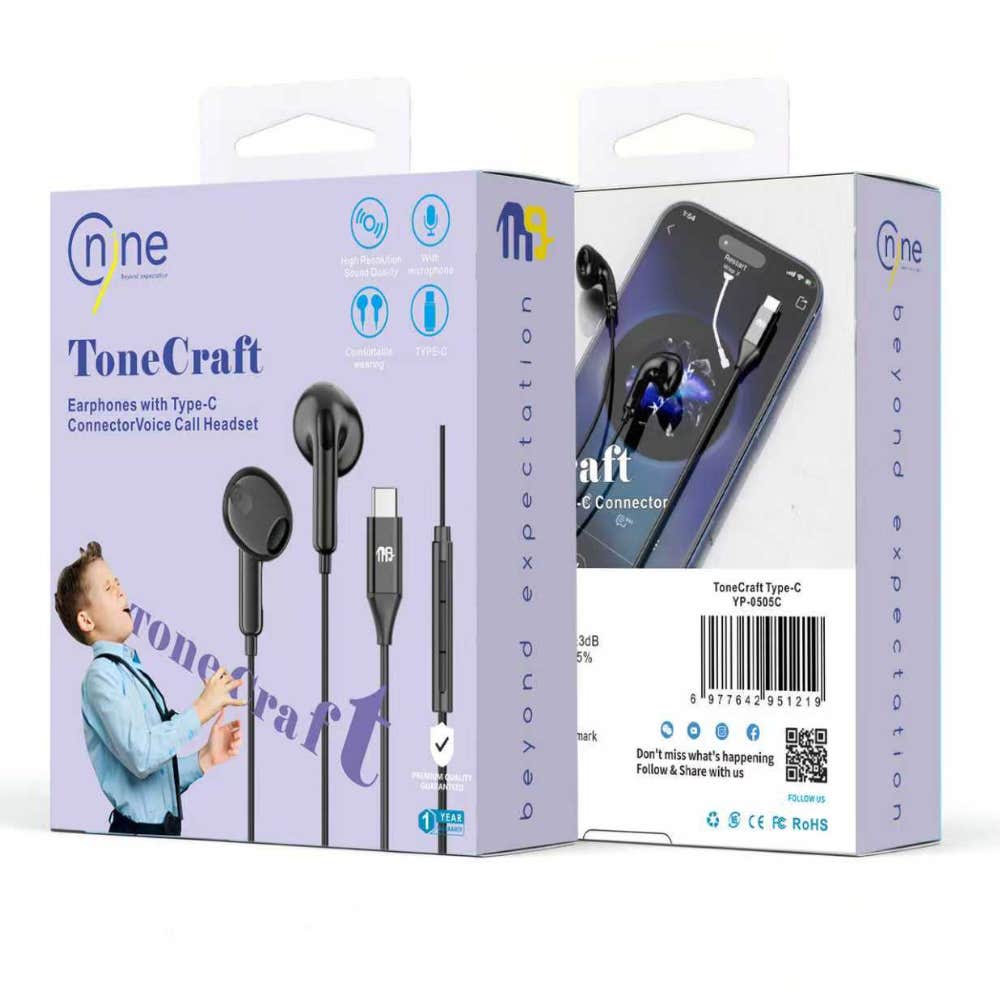 Nine ToneCraft Wired Earphones with Type-C Connector